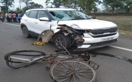 भाजपा नेता की गाडी ने साइकिल सवार बुजुर्ग को मारी टक्कर, मौके पर ही वृद्ध की मौत,बीजेपी लीडर भी घायल