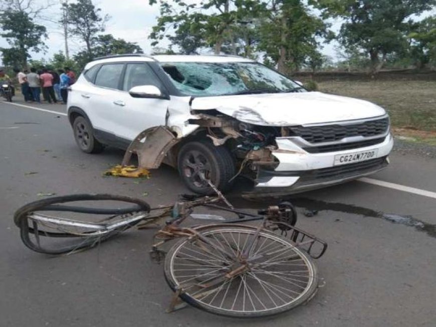 भाजपा नेता की गाडी ने साइकिल सवार बुजुर्ग को मारी टक्कर, मौके पर ही वृद्ध की मौत,बीजेपी लीडर भी घायल