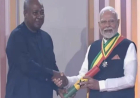घाना में पीएम मोदी को देश का सर्वोच्च सम्मान; राष्ट्रपति महामा ने ‘द ऑफिसर ऑफ द ऑर्डर ऑफ द स्टार ऑफ घाना’ से किया सम्मानित