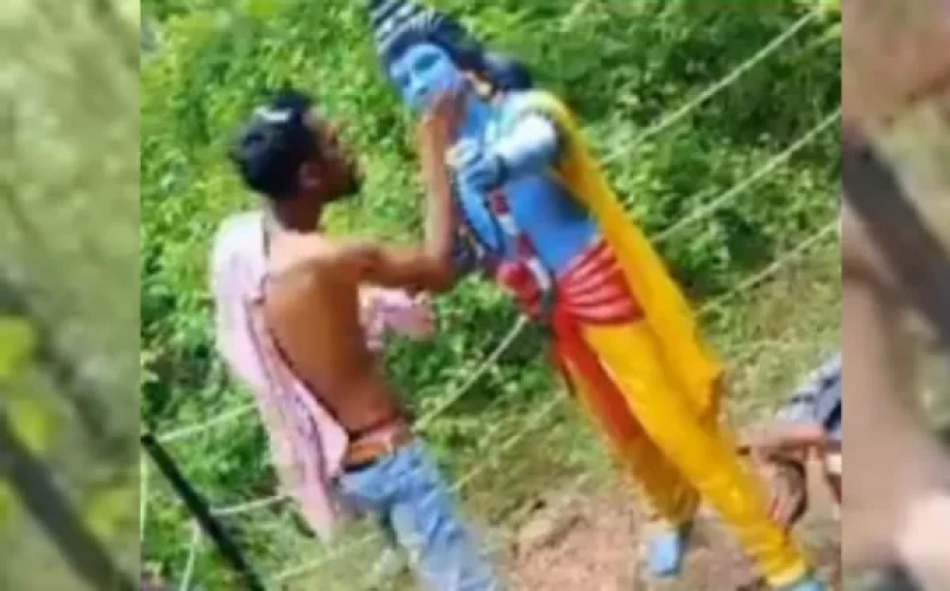 नशेड़ी युवकों ने हिन्दू देवताओं की प्रतिमा के साथ की अभद्रता: मूर्तियों को मारे थप्पड़ ,हिंदू संगठनों में आक्रोश