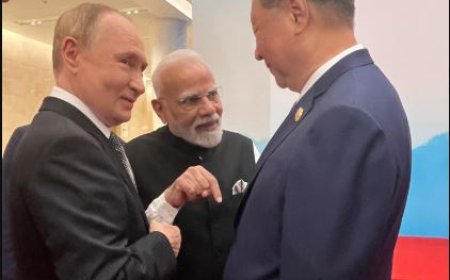 SCO Summit in China 2025: SCO शिखर सम्मेलन में एक साथ नजर आए पीएम मोदी, पुतिन और जिनपिंग , देखें तस्वीरें