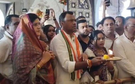 डोंगरगढ़ पहुंचे पीसीसी चीफ दीपक बैज, मां बम्लेश्वरी के दर्शन कर भाजपा सरकार पर साधा निशाना