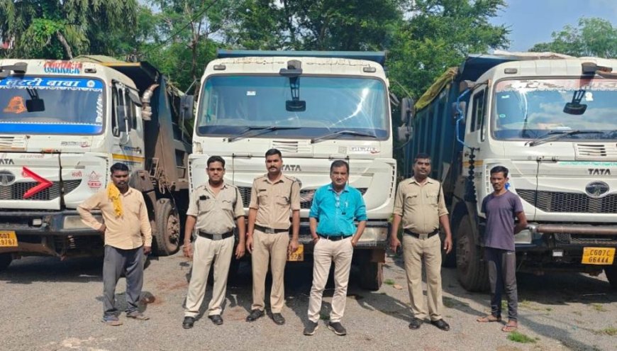 रेत, गिट्टी एवं मुरम के अवैध परिवहन पर खनिज विभाग की बड़ी कार्रवाई- 13 हाईवा जब्त