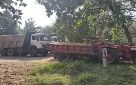 खनिज विभाग की बड़ी कार्रवाई, 10 ट्रैक्टर और 2 हाईवा जब्त