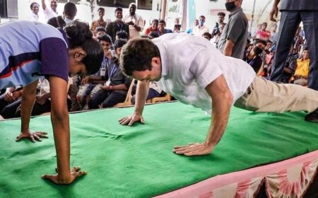 पचमढ़ी में राहुल गांधी ने लगाए 10 पुशअप, देर से पहुंचने पर मिली सजा