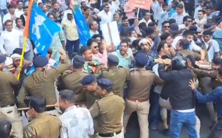 बिलासपुर में कांग्रेस का जोरदार प्रदर्शन,कलेक्टर कार्यालय घेराव के दौरान तनाव