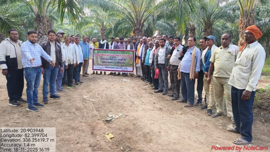 किसानों को मिला ऑयल पाम योजना की तकनीकी जानकारी,महासमुंद के भलेसर गांव का 120 किसानों ने किया भ्रमण