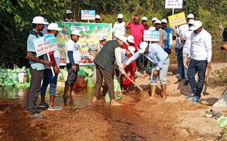 वाटरशेड महोत्सव में श्रमदान से बना सैंडफिल डैम...भालू पथरा नाले में हुआ निर्माण, किसानों को मिलेगा भरपूर सिंचाई जल...जनप्रतिनिधि, कृषि वैज्ञानिक और किसानों ने किया श्रमदान