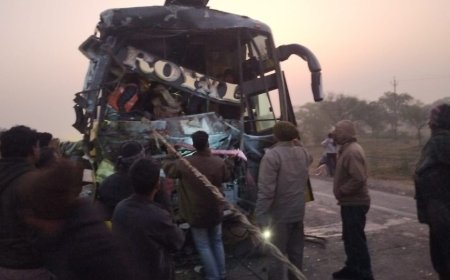 रतनपुर क्षेत्र के दर्रीपारा बाइपास में भीषण हादसा...ब्रेकडाउन ट्रेलर से टकराई यात्री बस
