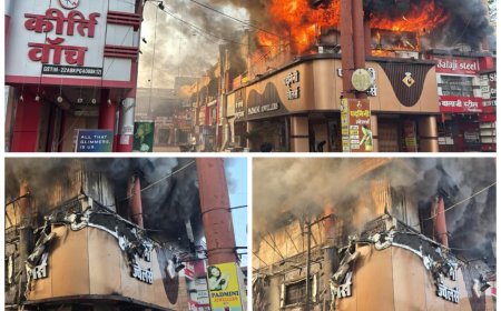 कोरबा ब्रेकिंग: अलसुबह एसएस प्लाजा में लगी भीषण आग... पदमिनी ज्वेलर्स समेत कई दुकानें जलकर खाक