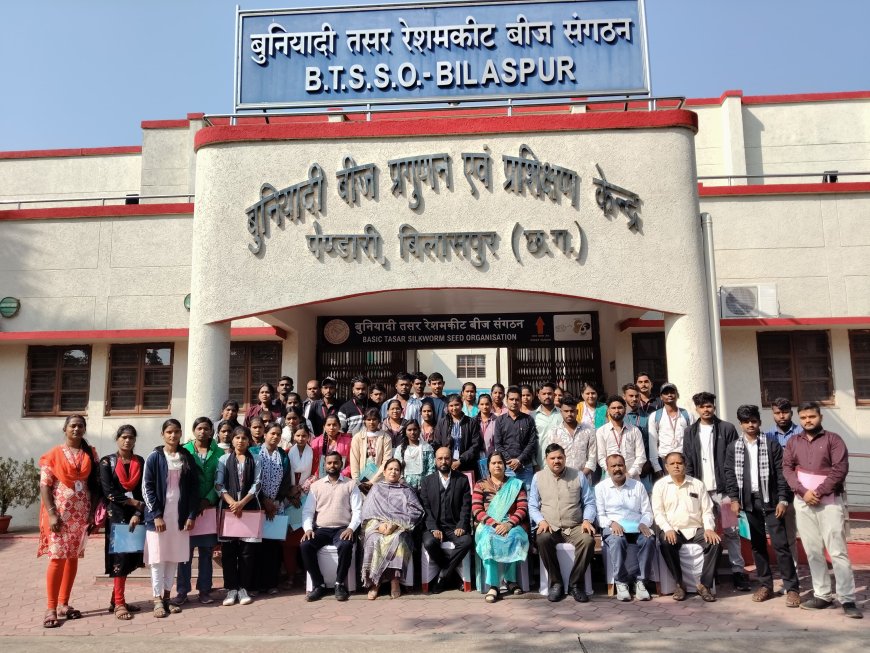 शासकीय मदनलाल शुक्ला स्नातकोत्तर महाविद्यालय सीपत,कला संकाय के स्नातकोत्तर कक्षाओं के विद्यार्थी  द्वारा केंद्रीय रेशम बोर्ड का शैक्षणिक अध्ययन भ्रमण