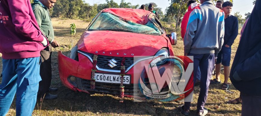 कुकदा में तेज रफ्तार बलेनो अनियंत्रित होकर पलटी, बड़ा हादसा टला — चालक को हल्की चोट, बाकी तीन सुरक्षित