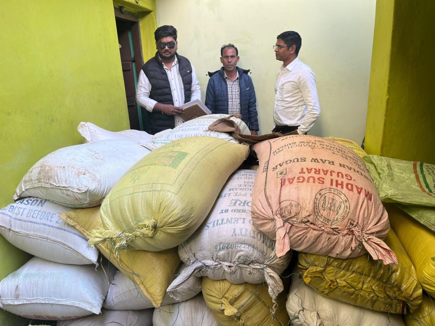 पचपेड़ी में छापा 30 क्विंटल अवैध धान जब्त