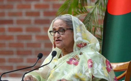 बांग्लादेश की अपदस्थ नेता हसीना ने भारत में निर्वासन से आगामी चुनाव की निंदा की।