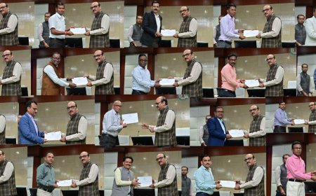 ई-ऑफिस में उत्कृष्ट कार्य करने वाले अधिकारी-कर्मचारियों को मुख्य सचिव ने किया सम्मानित...मुख्य सचिव  विकासशील बायोमेट्रिक उपस्थिति दर्ज कराना अनिवार्य: मुख्य सचिव