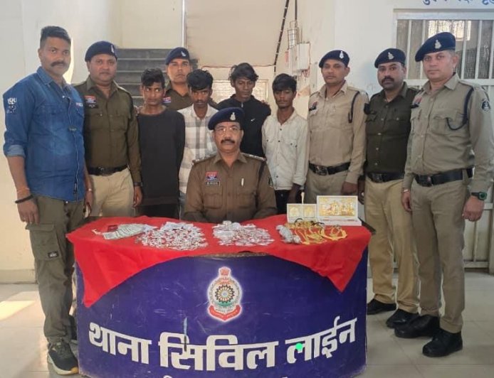 मंगला क्षेत्र में चोरी करने वाले चार आरोपी गिरफ्तार,4.50 लाख का माल जब्त...120 सीसीटीवी फुटेज खंगालकर पुलिस ने सुलझाई चोरियों की गुत्थी