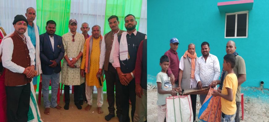 मां शाकंभरी जयंती पर सराईपाली में भव्य आयोजन, छेरछेरा पर बच्चों को सरपंच संजय राज ने दिया दान