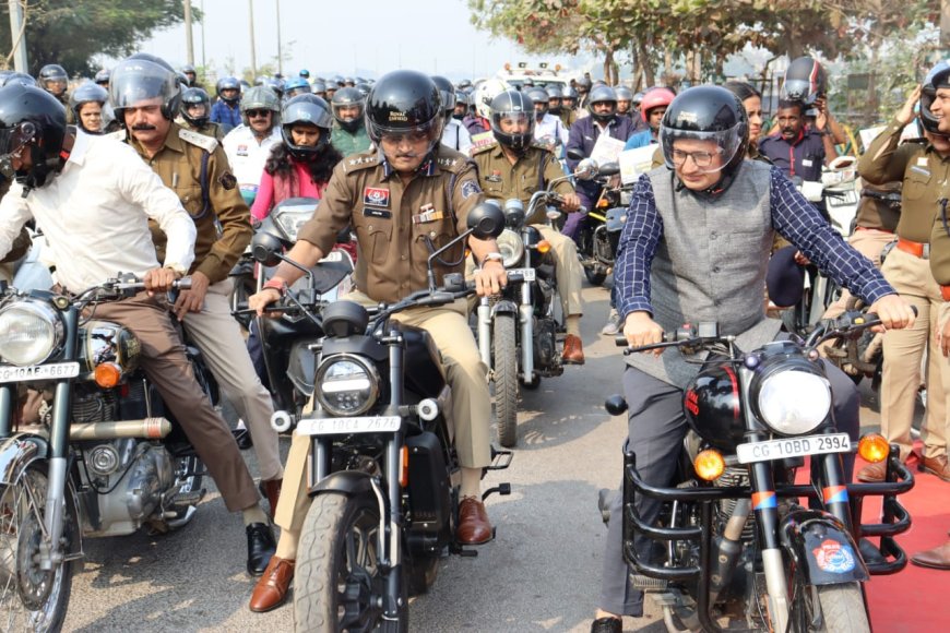 राष्ट्रीय सड़क सुरक्षा माह 2026 के दूसरे दिन बिलासपुर में हजारों की संख्या में निकाली भव्य हेलमेट जागरूकता बाइक रैली