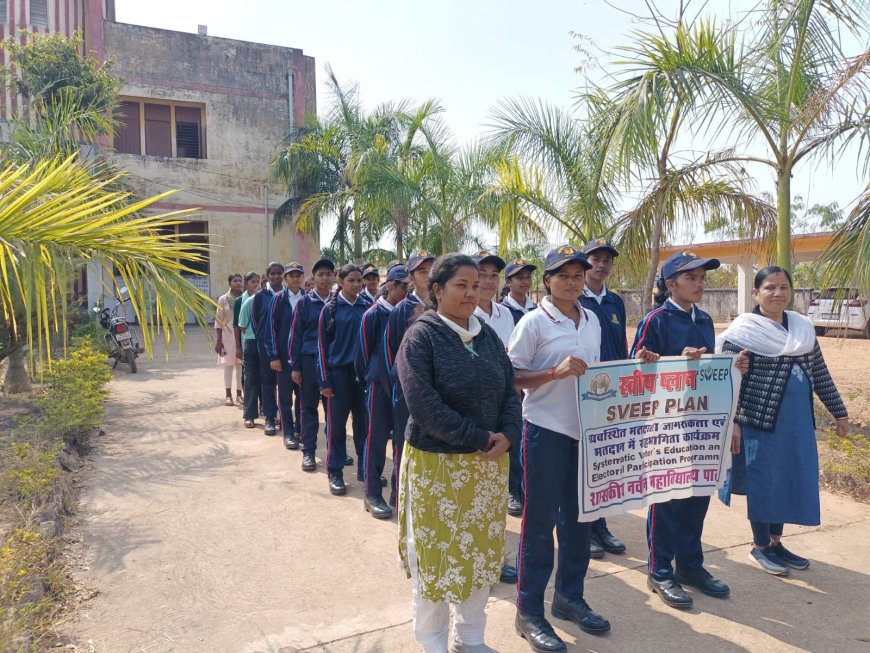 शासकीय नवीन महाविद्यालय पाली में  मतदाता जागरूकता रैली का  हुआ आयोजन