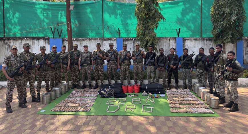 थाना मद्देड़ क्षेत्रान्तर्गत सुरक्षा बलों की बड़ी कार्यवाही,16 प्रेशर IED और माओवादी डम्प बरामद