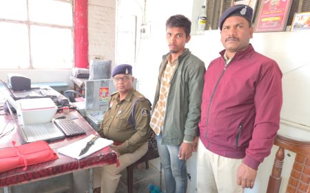 धारदार हथियार लहराकर दहशत फैलाने वाला युवक गिरफ्तार, चाकू जप्त