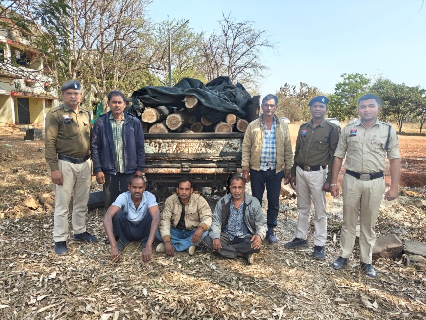 सागौन लकड़ी चोरी करने वाले 5 आरोपी को सीपत पुलिस ने किया गिरफ्तार...जेवरा जंगल से सागौन काटकर पिकअप में भरकर ले जा रहे थे जांजगीर...घेराबंदी कर पुलिस ने पकड़ा पिकअप में 16 नग सागौन लट्ठा,डीजल आरा मशीन 2.21 लाख की जब्ती