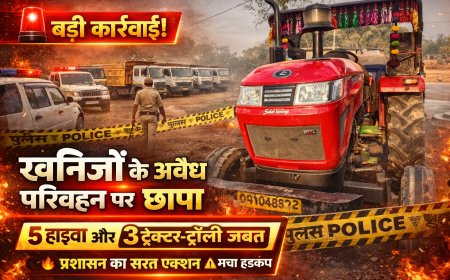 खनिजों के अवैध परिवहन पर बड़ी कार्रवाई,5 हाइवा और 3 ट्रैक्टर-ट्रॉली जब्त