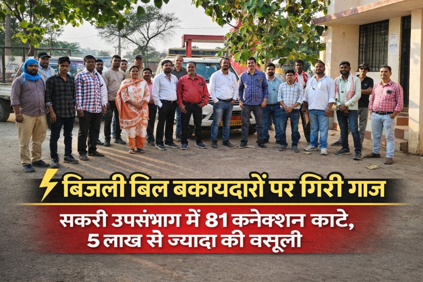 बिजली बिल बकायादारों पर गिरी गाज:सकरी उपसंभाग में 81 कनेक्शन काटे, 5 लाख से ज्यादा वसूली