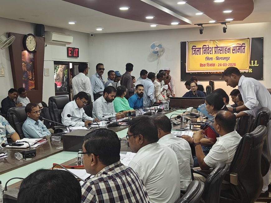 कलेक्टर की अध्यक्षता में जिला निवेश प्रोत्साहन समिति की बैठक...जिले में इस वर्ष 12 नए उद्योग स्थापित, 50 करोड़ से अधिक का पूंजी निवेश...औद्योगिक विकास को गति देने भूमि, बैंकिंग और अधोसंरचना पर जोर