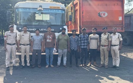ओवरलोडिंग की आड़ में कोयला चोरी का बड़ा खुलासा,6 आरोपी गिरफ्तार - 215 टन कोयला जब्त