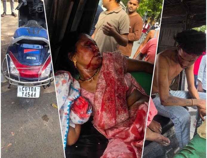 मुंगेली नाका स्कूल के सामने तेज रफ्तार स्कूटी सवार युवक ने साइकिल सवार महिला को मारी जोरदार टक्कर, हालत गंभीर