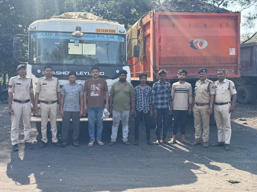 ओवरलोडिंग की आड़ में कोयला चोरी का बड़ा खुलासा,6 आरोपी गिरफ्तार - 215 टन कोयला जब्त