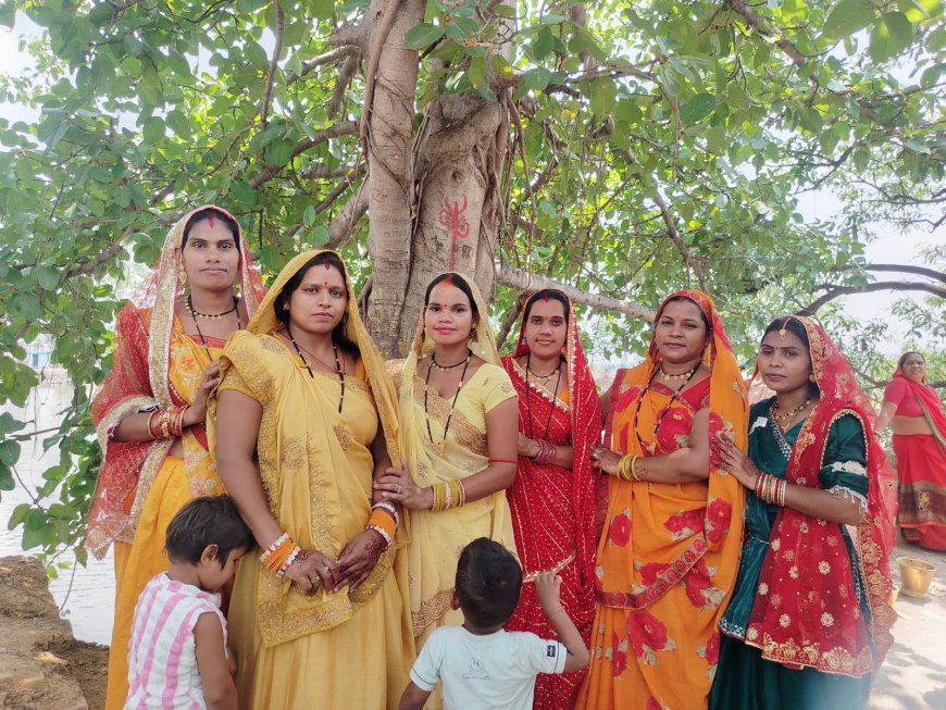 वट सावित्री व्रत पर ग्राम गुड़ी के सुहागिनों ने की पूजा-अर्चना,पति की लंबी आयु की मांगी कामना