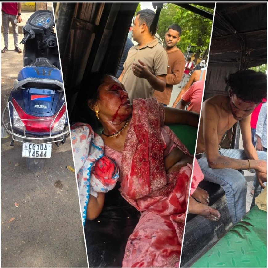 मुंगेली नाका स्कूल के सामने तेज रफ्तार स्कूटी सवार युवक ने साइकिल सवार महिला को मारी जोरदार टक्कर, हालत गंभीर