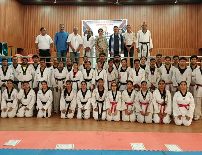 छत्तीसगढ़ राज्य स्तरीय ताइक्वांडो रेफरी सेमिनार एवं रिफ्रेशर कोर्स का सफल समापन,55 रेफरी एवं प्रशिक्षकों को प्रदान किए गए प्रमाण पत्र