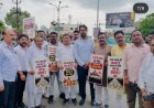 श्रीराम के नाम पर कथित चंदा दुरुपयोग के विरोध में कांग्रेस का प्रदर्शन, निष्पक्ष जांच की उठाई मांग