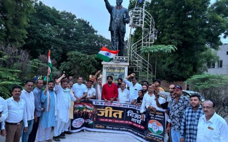 कांग्रेस की विजय यात्रा में त्रिलोक श्रीवास दर्जनों समर्थकों के साथ हुए शामिल