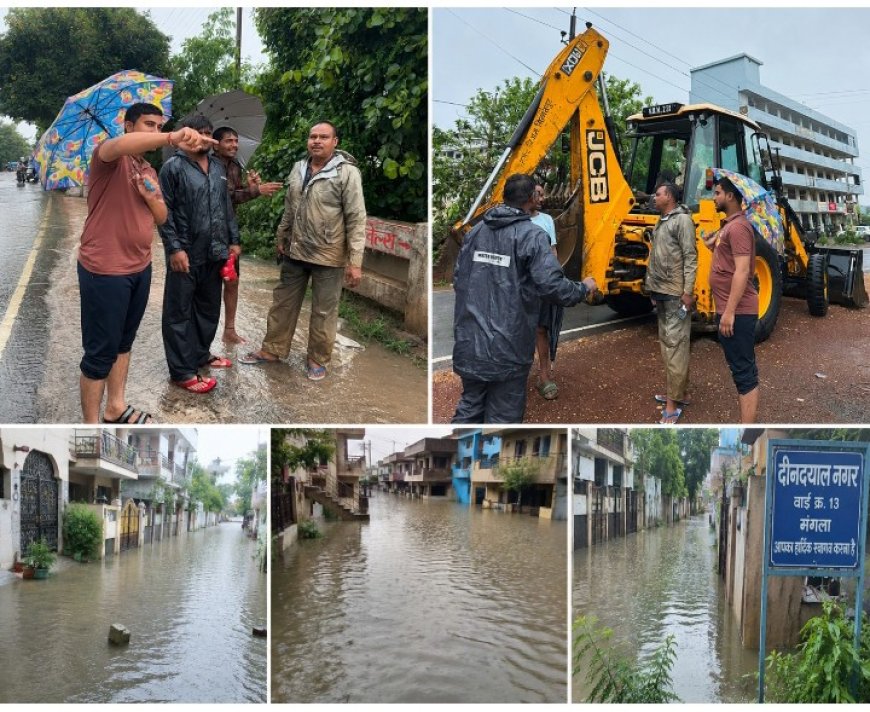 लगातार बारिश से मंगला वार्ड जलमग्न, कई कॉलोनियों और घरों में घुसा पानी; पार्षद रमेश पटेल राहत कार्य में जुटे