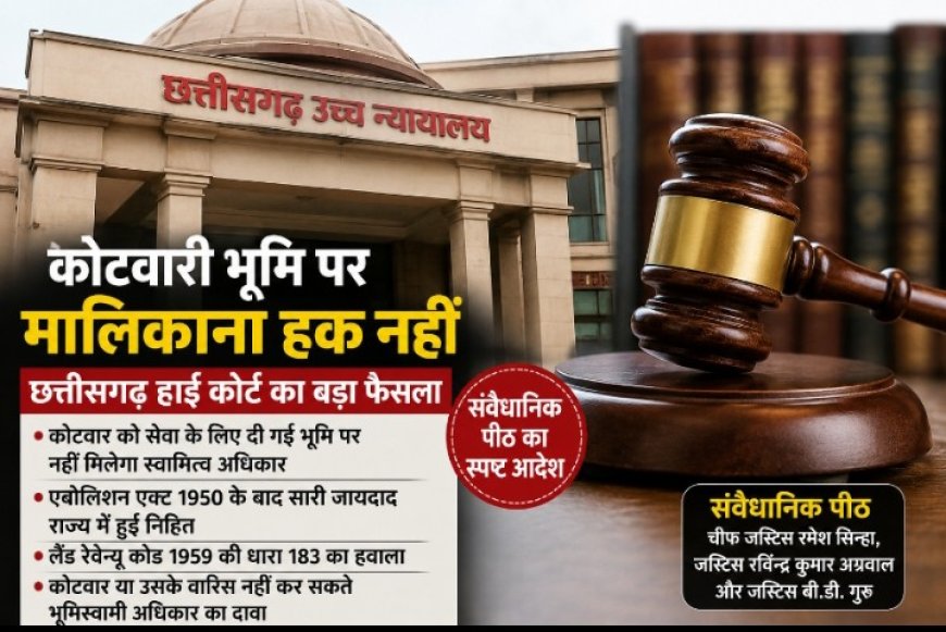 कोटवारी भूमि पर मालिकाना हक नहीं, छत्तीसगढ़ हाई कोर्ट की संवैधानिक पीठ का बड़ा फैसला