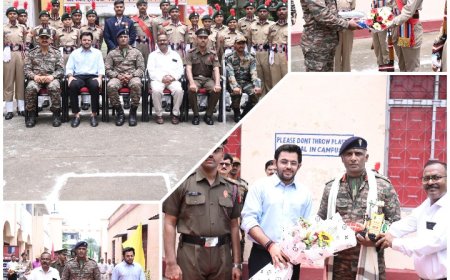 सी.एम. दुबे स्नातकोत्तर महाविद्यालय में 7 सीजी बटालियन के कमांडिंग ऑफिसर कर्नल पी. अनिल कुमार नायडू का भव्य स्वागत