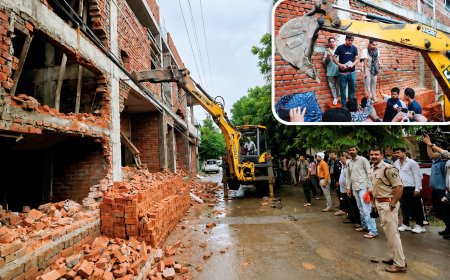 तोड़फोड़ की कार्रवाई पर भारी हंगामा, बुलडोजर के आगे लेटा परिवार, खाली हाथ लौटा निगम