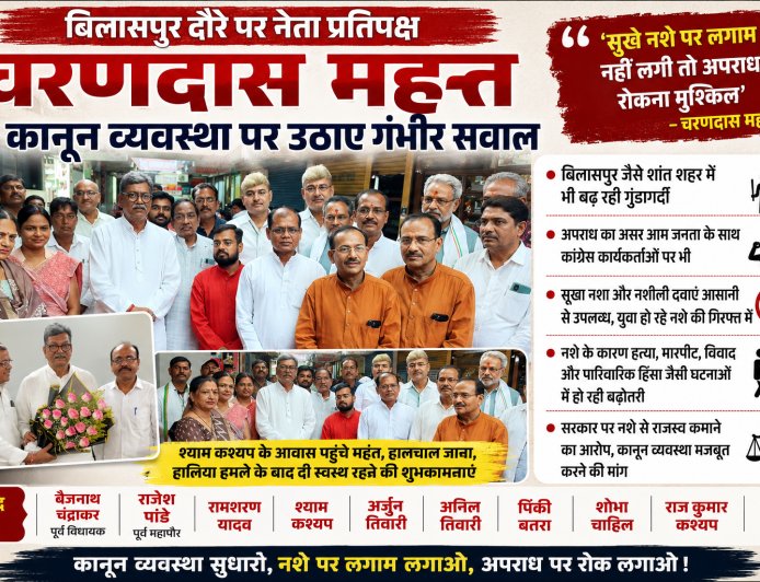 बिलासपुर में बढ़ती गुंडागर्दी और नशे को लेकर महंत का सरकार पर हमला, बोले- नशे पर लगाम के बिना अपराध रोकना मुश्किल