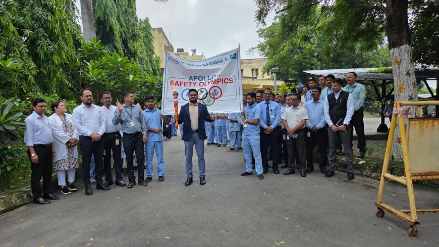 अपोलो हॉस्पिटल बिलासपुर में ‘अपोलो सेफ्टी ओलंपिक्स-2026’ का शुभारंभ सुरक्षित अस्पताल, स्वस्थ समाज के संकल्प के साथ कर्मचारियों ने निकाला सेफ्टी मशाल मार्च
