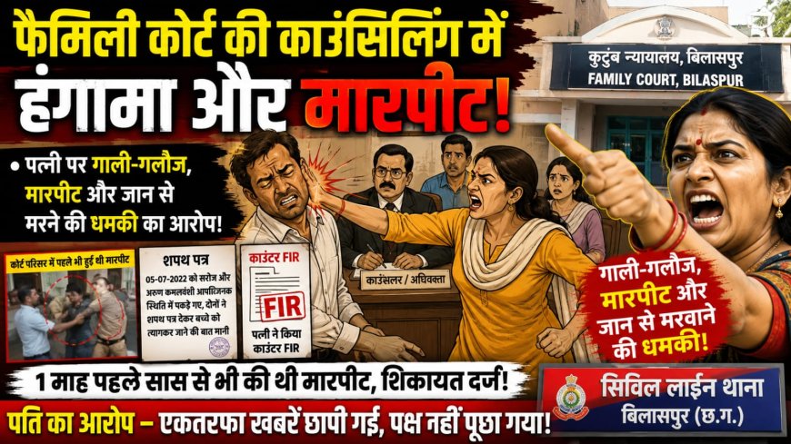 फैमिली कोर्ट की काउंसिलिंग में फिर विवाद पत्नी पर पति से मारपीट, गाली-गलौज और जान से मारने की धमकी का आरोप