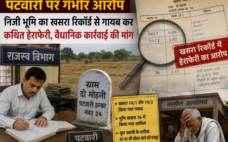 "पटवारी पर गंभीर आरोप: निजी भूमि का खसरा रिकॉर्ड से गायब कर सरकारी अभिलेखों में कथित हेराफेरी, वैधानिक कार्रवाई की चेतावनी