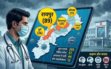 छत्तीसगढ़ में स्वाइन फ्लू का प्रकोप: 26 नए मरीजों के साथ आंकड़ा 205 पार, रायपुर में सबसे ज्यादा 89 केस; अलर्ट पर स्वास्थ्य विभाग
