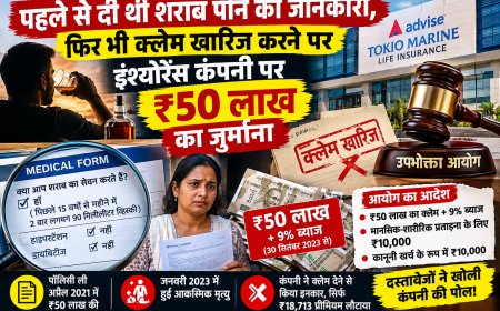 पहले से दी थी शराब पीने की जानकारी, फिर भी क्लेम खारिज करने पर इंश्योरेंस कंपनी पर ₹50 लाख का जुर्माना