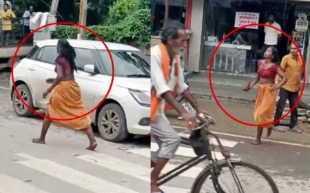 बिलासपुर के गांधी चौक पर मानसिक रूप से विक्षिप्त महिला का तांडव: