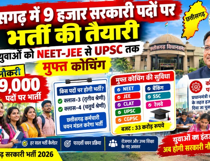 छत्तीसगढ़ में 9 हजार सरकारी पदों पर भर्ती की तैयारी, युवाओं को NEET-JEE से UPSC तक मुफ्त कोचिंग