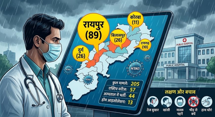 छत्तीसगढ़ में स्वाइन फ्लू का प्रकोप: 26 नए मरीजों के साथ आंकड़ा 205 पार, रायपुर में सबसे ज्यादा 89 केस; अलर्ट पर स्वास्थ्य विभाग